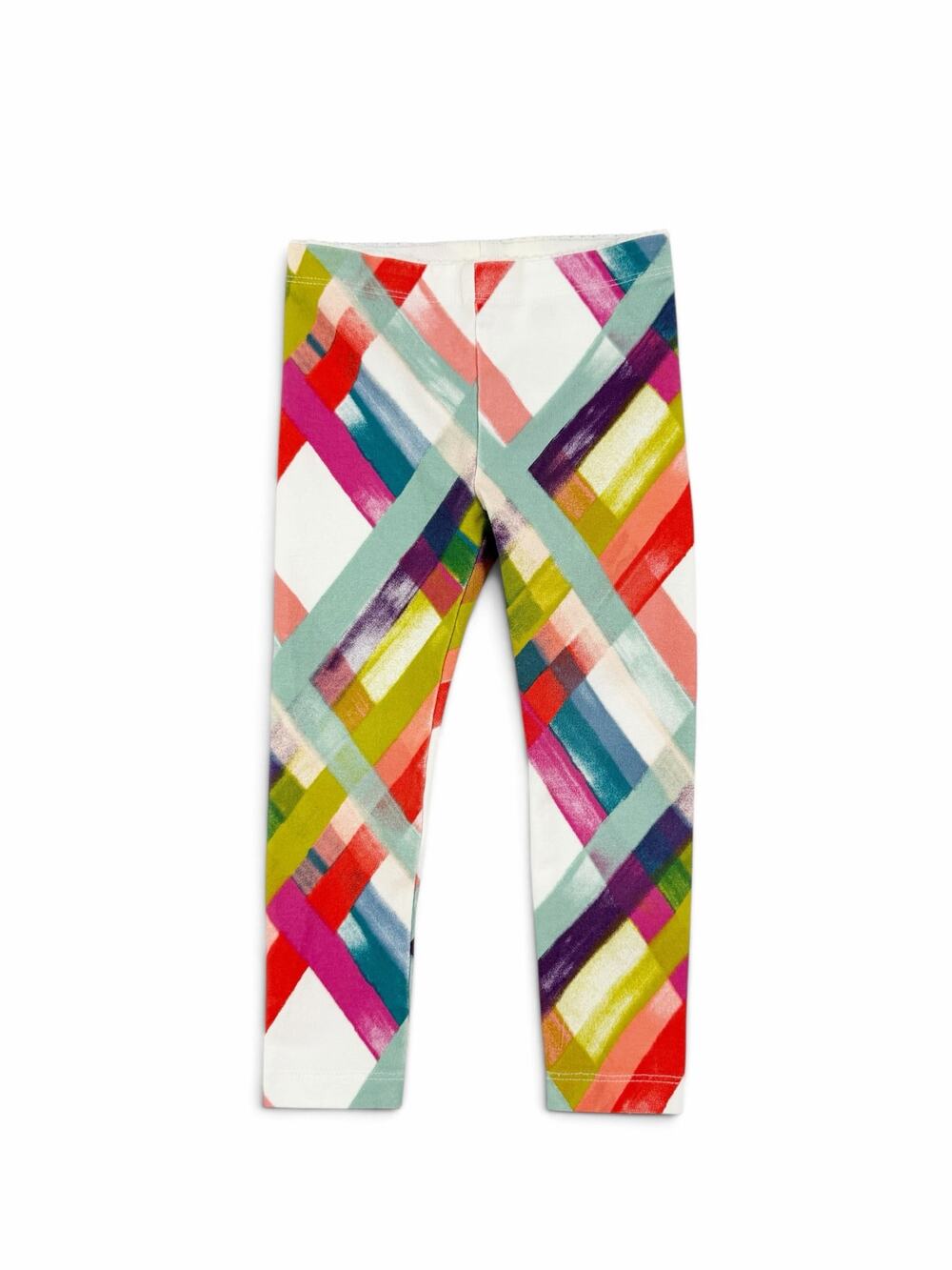 Tea Collection Girls Colorful Plaid Stripe Leggings Size 3